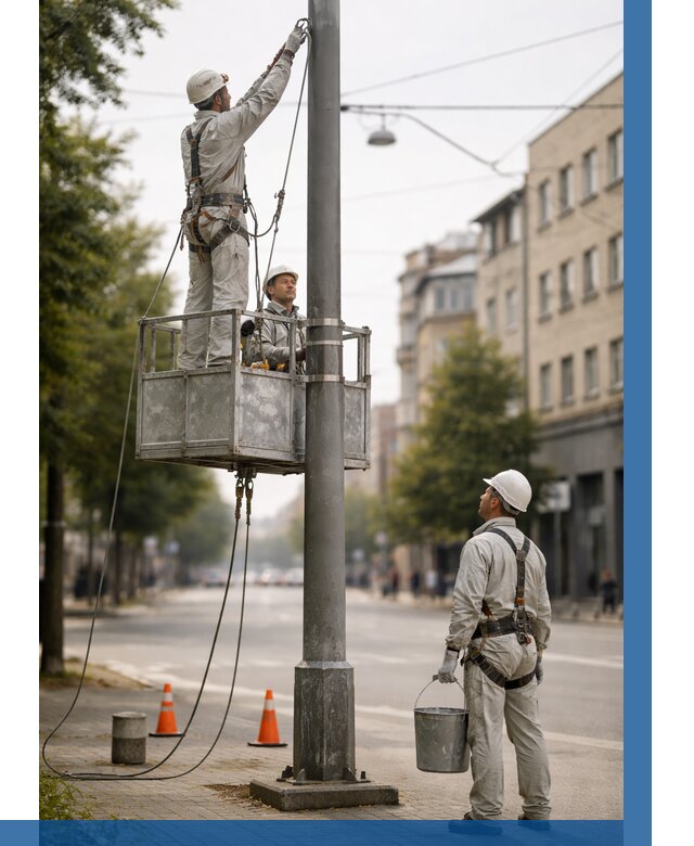Покраска опор освещения в Симферополе от 5194 р. | ВЫСОТНИК-Сим