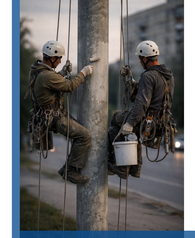 Покраска опор освещения и антикоррозийная защита в Симферополе