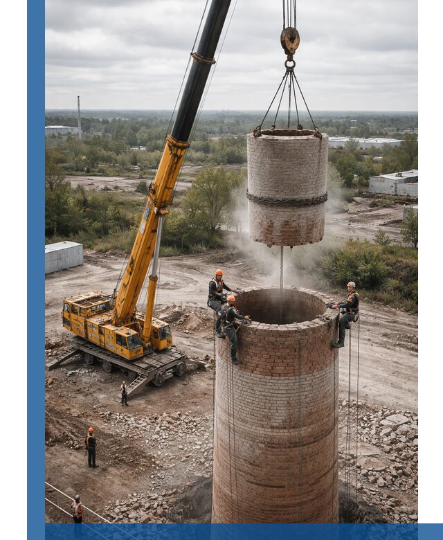 Демонтаж дымовой трубы в Симферополе с гарантиями безопасности