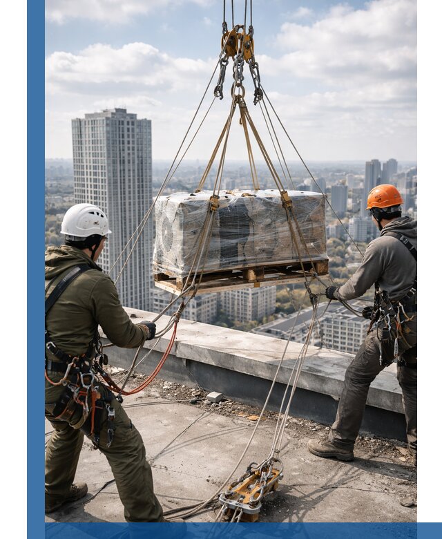 Подъем и монтаж крупногабаритных грузов на крышу в Симферополе