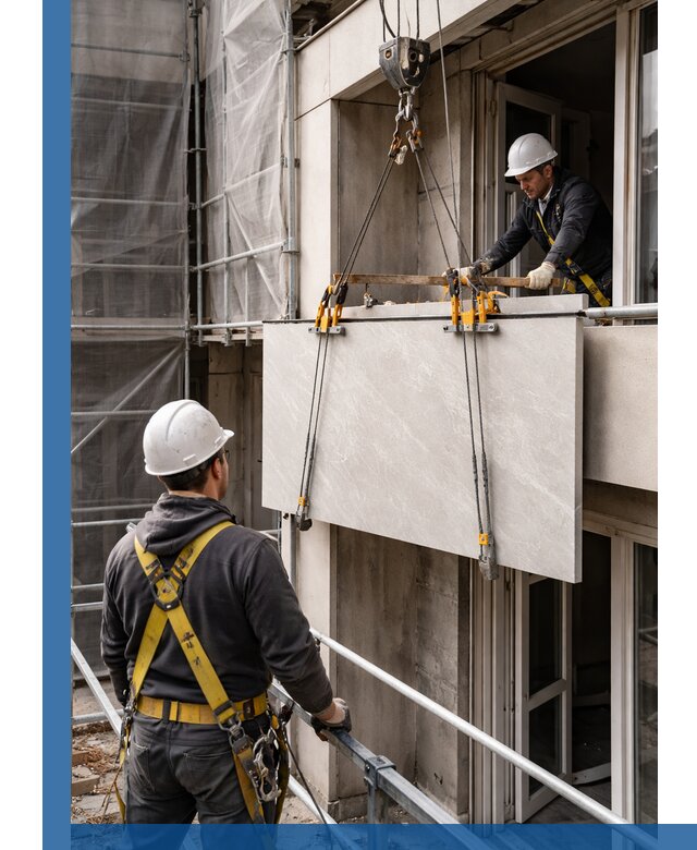 Подъем керамогранита на этаж в Симферополе грузчиками и техникой