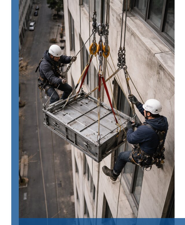 Спуск и подъем грузов по фасаду в Симферополе для зданий